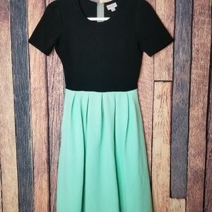 LuLaRoe Amelia Black/Mint Short Sleeve Dress